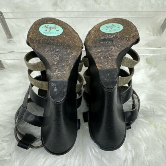 Balenciaga Women’s Black Strap Buckle Canvas Animal Designer Wedge Heels EU 39.5 - Picture 9 of 17